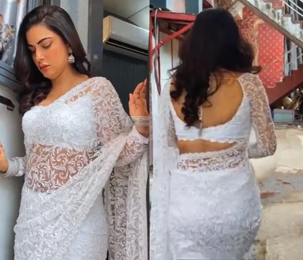 shraddha arya backless saree hot tv actress