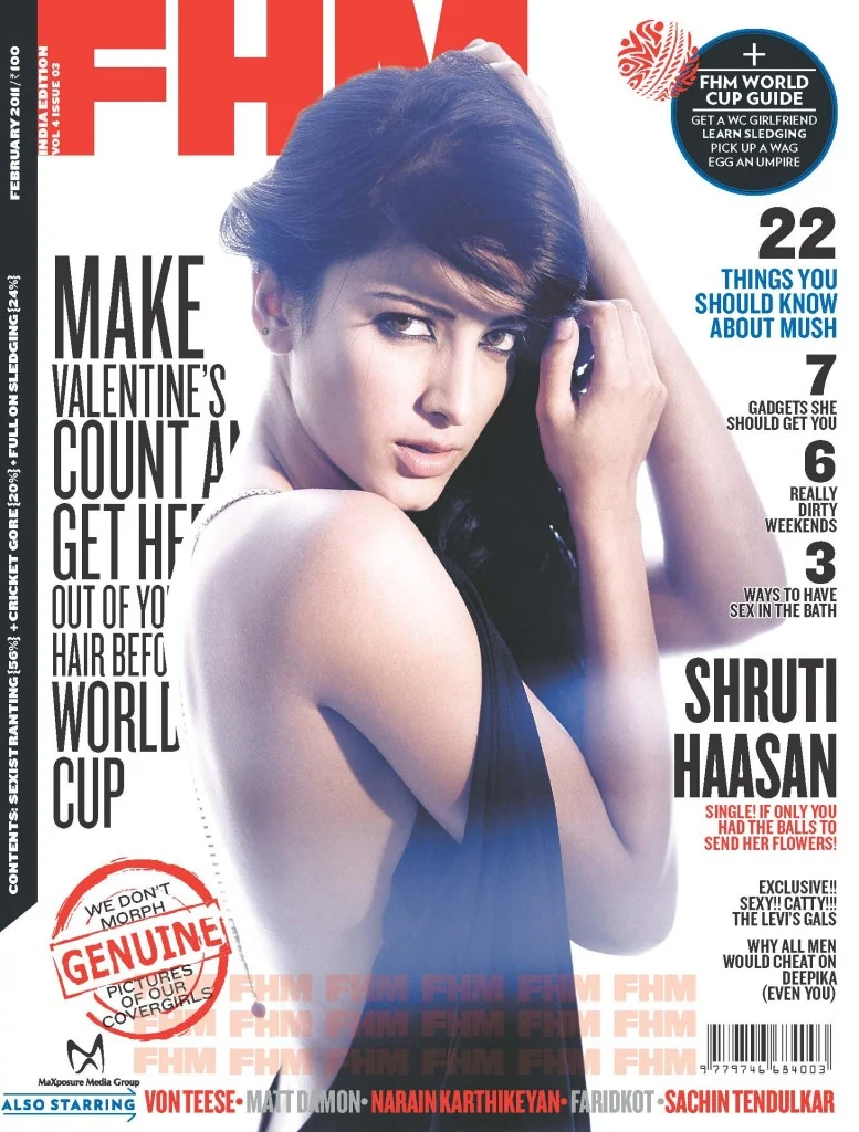 Shruti Haasan sexy back magazine cover photoshoot