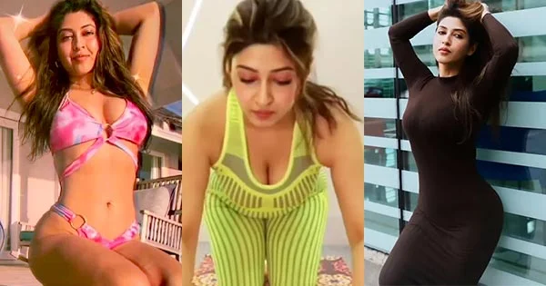 11 hot GIFs of Sonarika Bhadoria in bikini, sarees, dresses and workout outfit raising the heat.