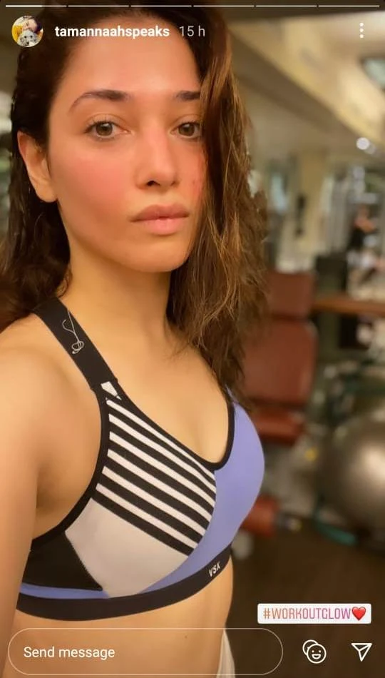 tamannaah post workout selfie sweaty look bollywood actress