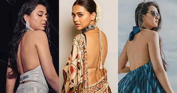 11 hot photos of Tejasswi Prakash flaunting her sexy back in backless saree/dresses.