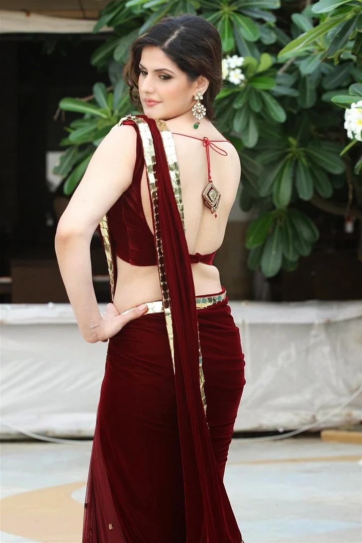 Zareen Khan backless saree hot bollywood actress