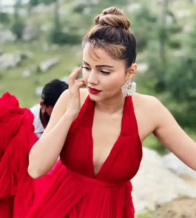 rubina dilaik red dress hot tv actress