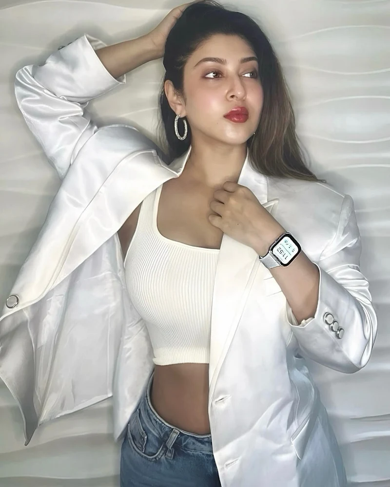 sonarika bhadoria white top blazer jeans