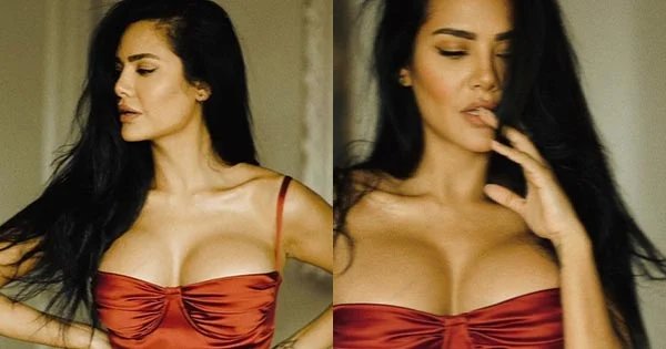 Esha Gupta flaunts ample cleavage in red dress – sets internet on fire.