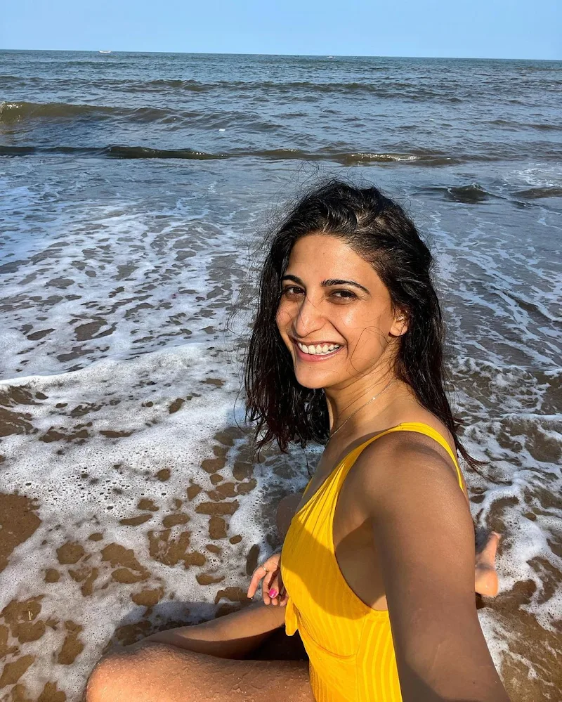 Aahana kumra yellow swimsuit sexy legs