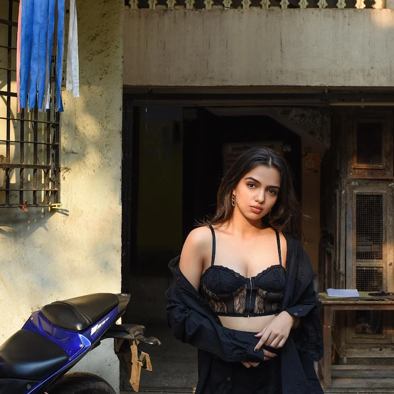 Ahsaas Channa cleavage black top