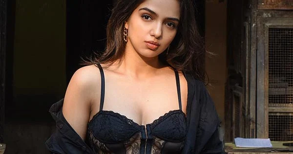 Ahsaas Channa cleavage black top