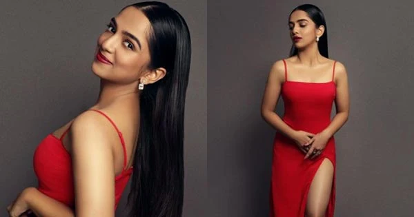 Ahsaas Channa in high slit red dress turns the heat up – see now.