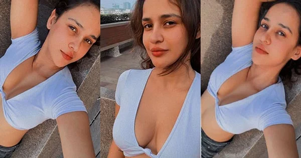 Aisha Sharma raised the temperature with these selfies showing ample cleavage in crop top – see now.