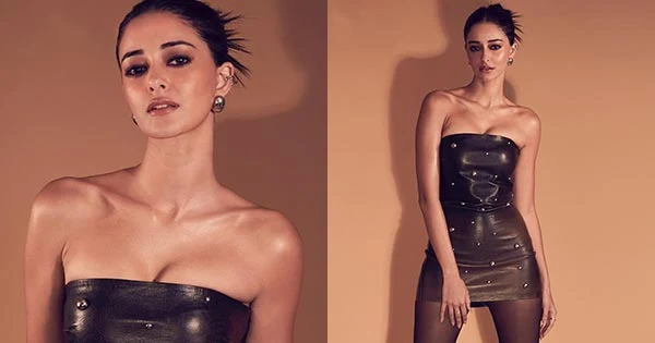 ananya panday short black dress stockings