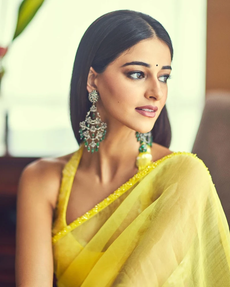 Ananya Panday yellow saree hot actress dream girl 2