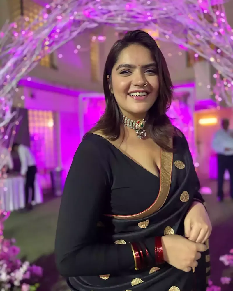 anjali anand black saree curvy plus size indian actress