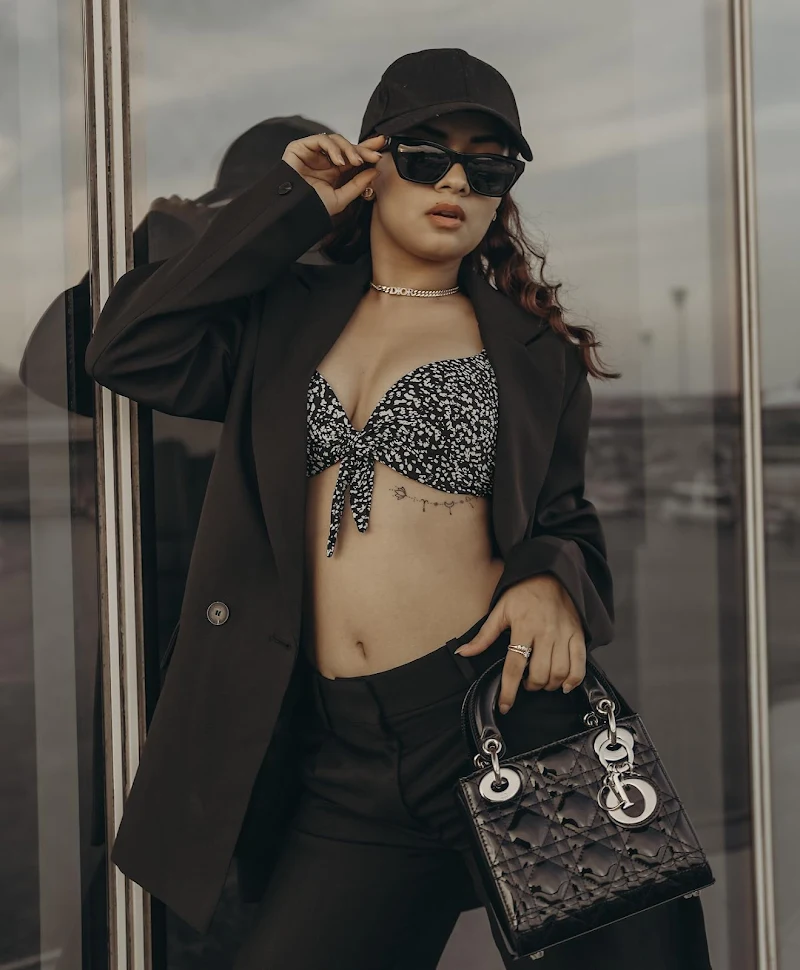 avneet kaur cleavage navel bikini top pants suit