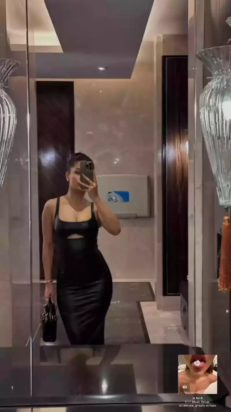 avneet kaur black bodycon dress curvy cleavage selfie