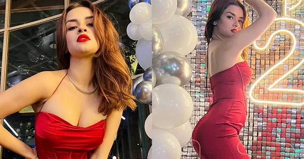 Avneet Kaur flaunts her fine curves in this cleavage baring thigh high slit dress – see now.