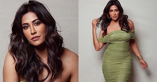 Bob Biswas actress, Chitrangada Singh, flaunting her fine curves in a tight fit off shoulder dress.