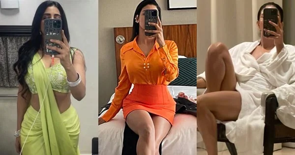 9 hot selfies of Daksha Nagarkar in sarees, dresses and bathrobe which raised the temperature.