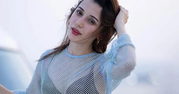 Heli Daruwala black bikini top mesh dress