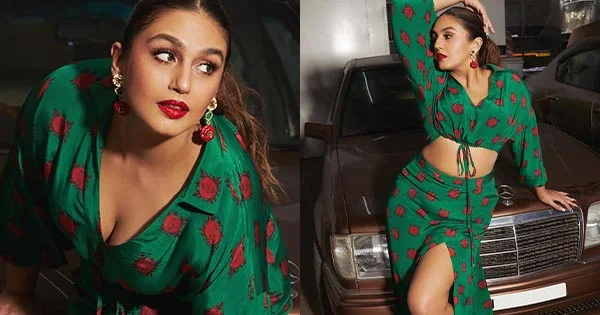 Huma Qureshi showed off her sexy legs and fine curves in this green co-ord attire – see pics.