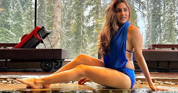 Ishita Raj in blue swimsuit shows off her sexy toned legs by the pool – see now.