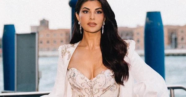 Jacqueline Fernandez turned heads in this cleavage baring little dress at Venice Film Festival.