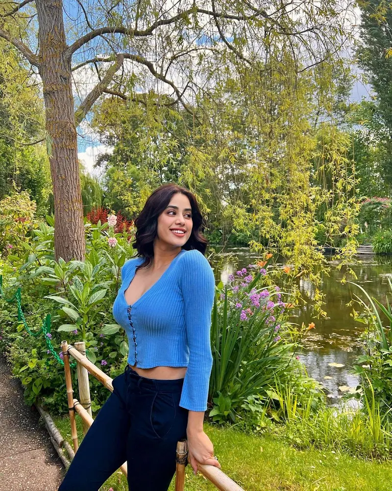 Janhvi Kapoor blue top cleavage curvy actress