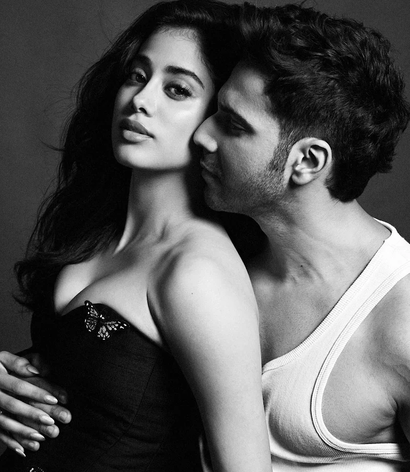 Janhvi Kapoor cleavage curvy short dress intimate photoshoto varun dhawan