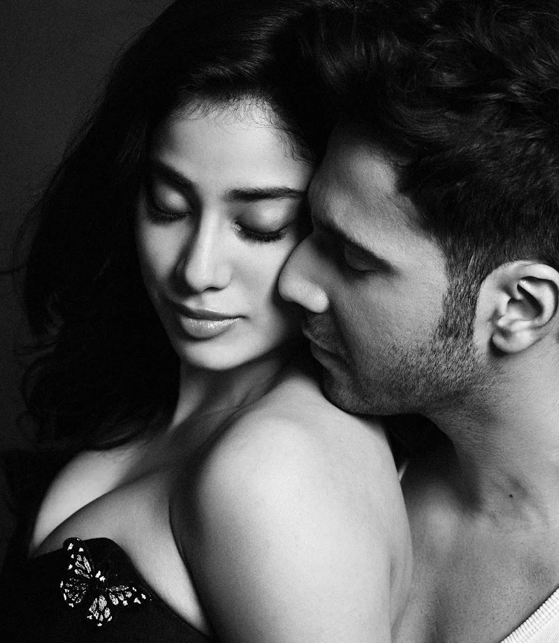 Janhvi Kapoor cleavage curvy short dress intimate photoshoto varun dhawan