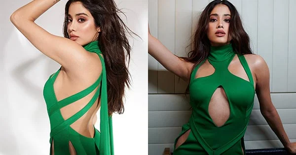 Janhvi Kapoor flaunts her fine curves in this body hugging green cutout dress – see now.