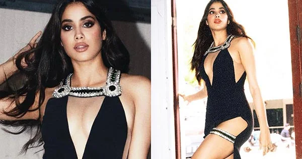 Janhvi Kapoor in risky waist high slit dress shows off her sexy legs and fine curves – see now.