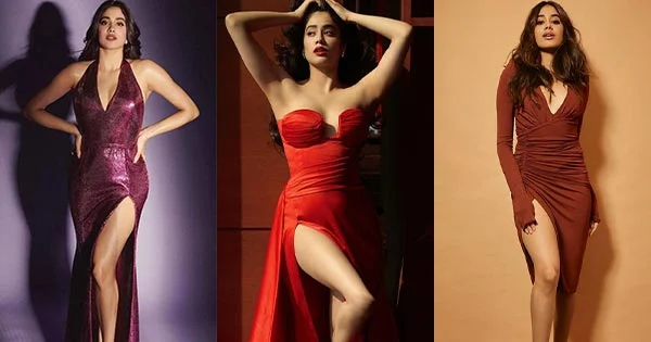 10 hot photos of Janhvi Kapoor in high slit dresses flaunting her sexy legs.