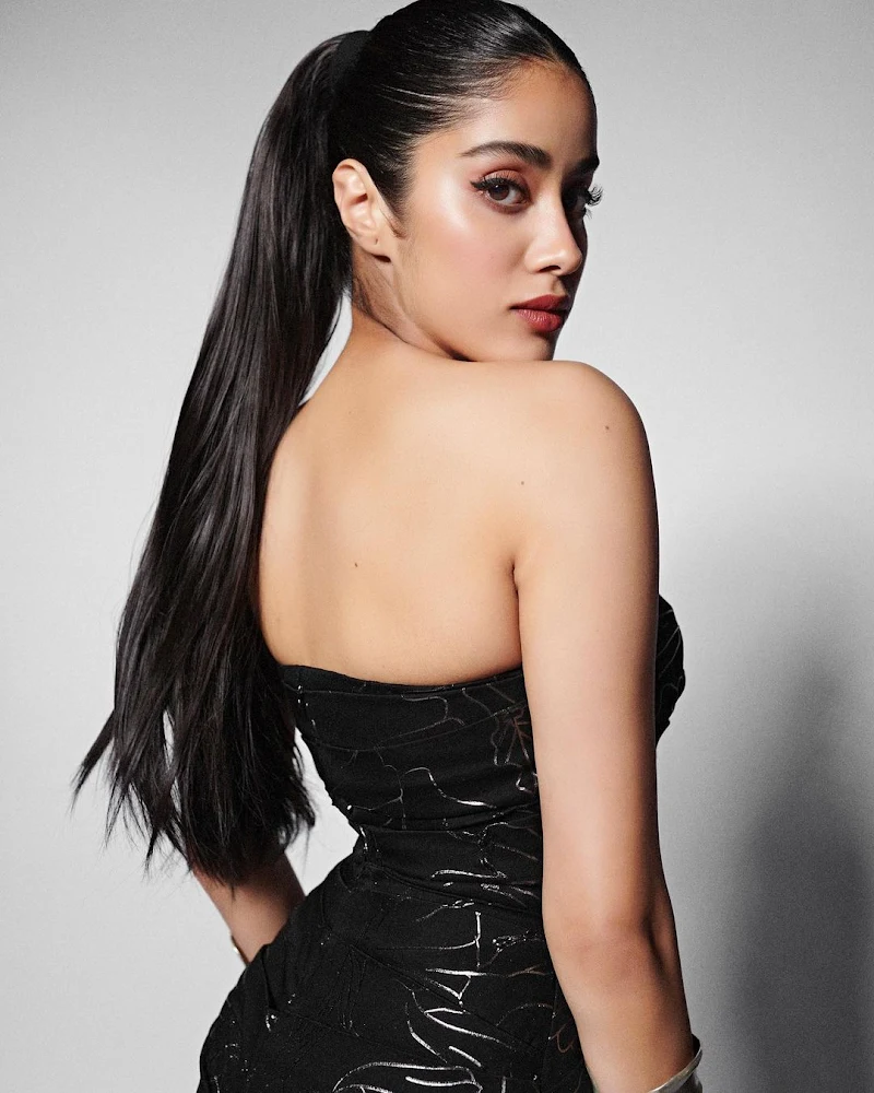 Janhvi Kapoor off shoulder black dress