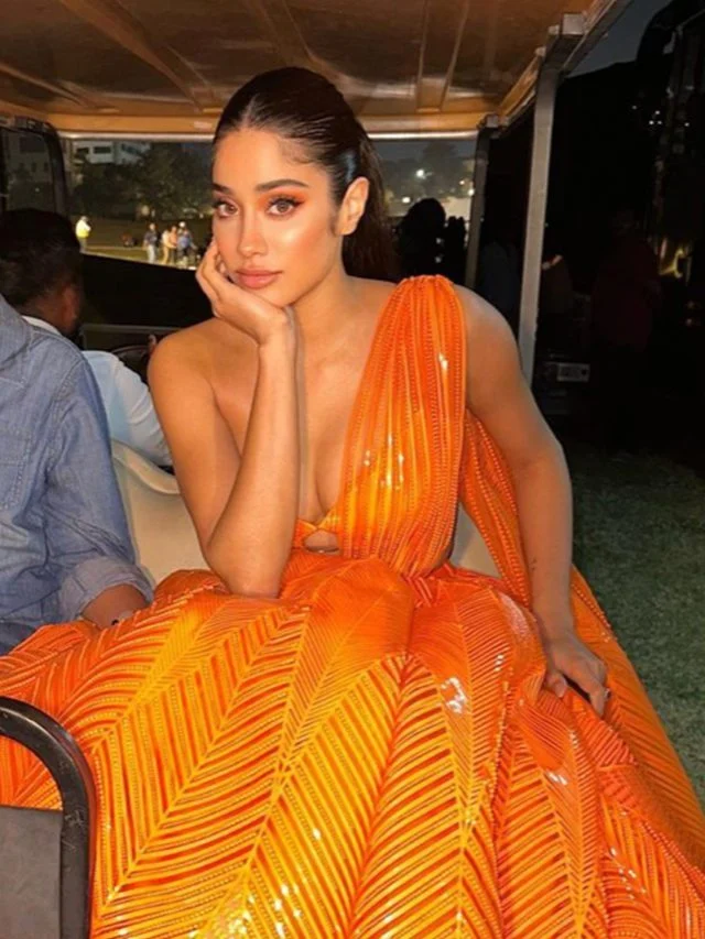 Janhvi Kapoor orange dress hot actress