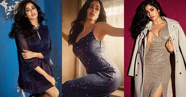 janhvi kapoor shimmery body hugging dress curvy