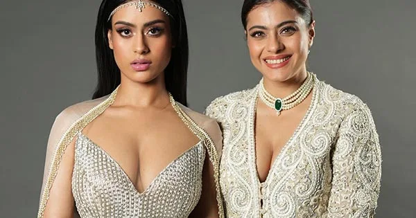 kajol nysa cleavage stylish mom daughter duo