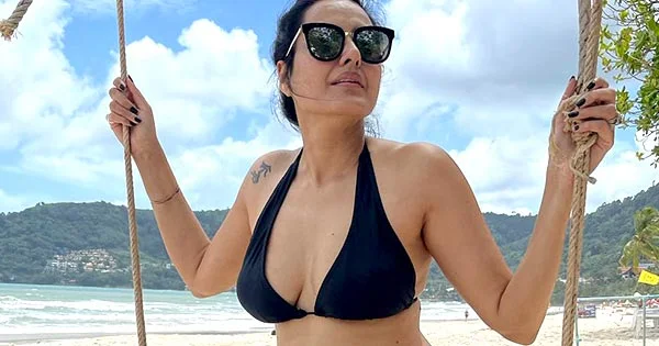 Kamya Punjabi in black bikini top and shorts is too hot to handle – see now.