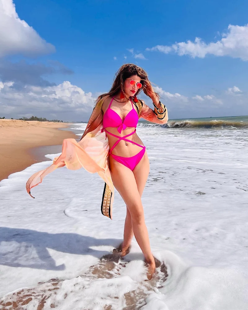 kanika gauttam pink bikini sexy body navel piercing