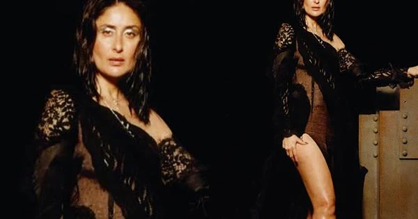 Kareena Kapoor sexy legs thighs high slit black outfit dirty magazine