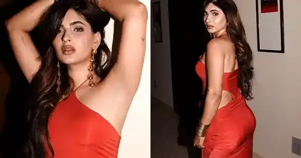 Ragini MMS Returns actress, Karishma Sharma, in red dress looked too hot to handle.