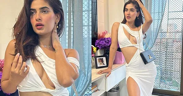 Karishma Sharma oozes hotness in this high slit white cutout dress hugging her toned figure – see now.