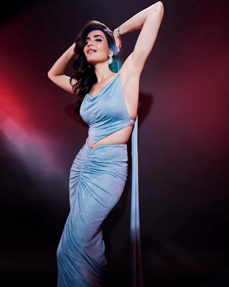 karishma tanna blue dress slim sexy figure