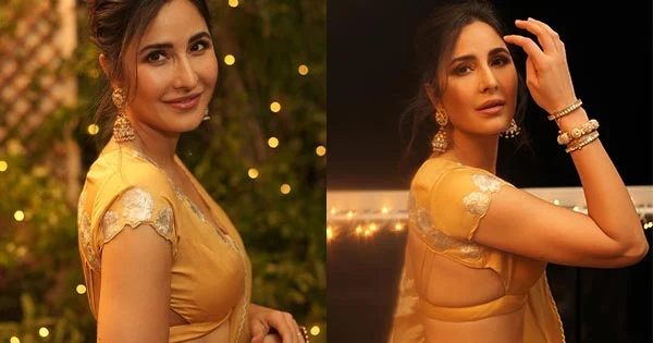 Katrina Kaif looked gorgeous in this yellow saree with backless blouse for Diwali.