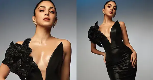 kiara advani cleavage black bodycon dress sexy body