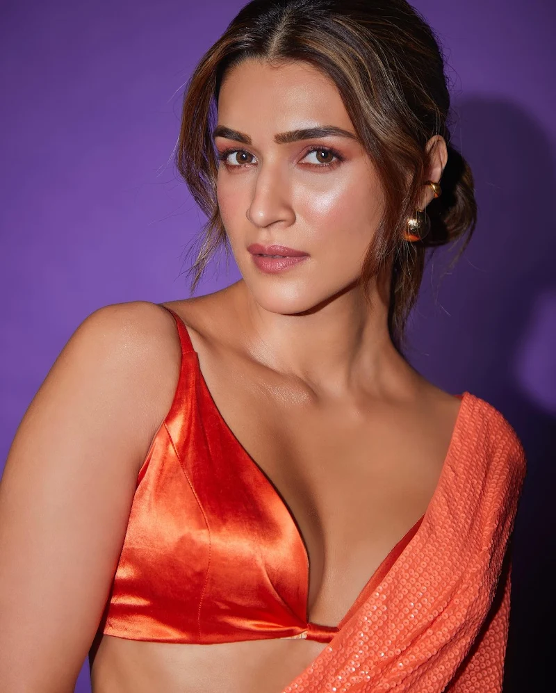 Kriti Sanon saree cleavage tiny blouse