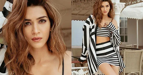 Kriti Sanon flaunts her sexy legs in a black and white striped outfit – see now.