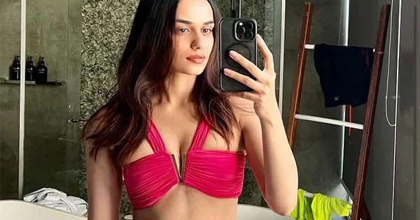 manushi chhillar red bikini sexy body