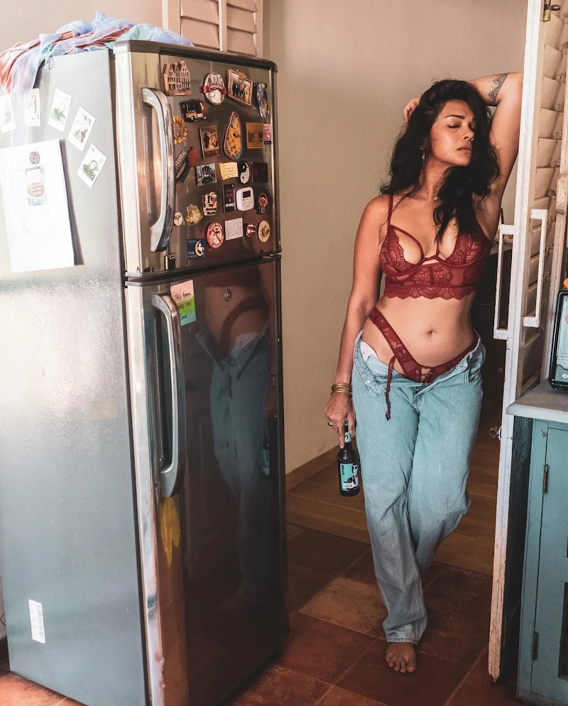 Megha Gupta lacy bra underwear cleavage navel