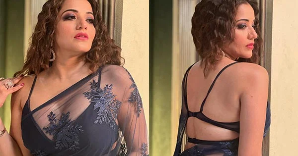 Monalisa black sare cleavage yamini bekaboo curvy actress