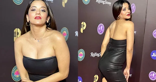 Monalisa in a tight fit short black dress flaunted her fine curves – see hot photos.